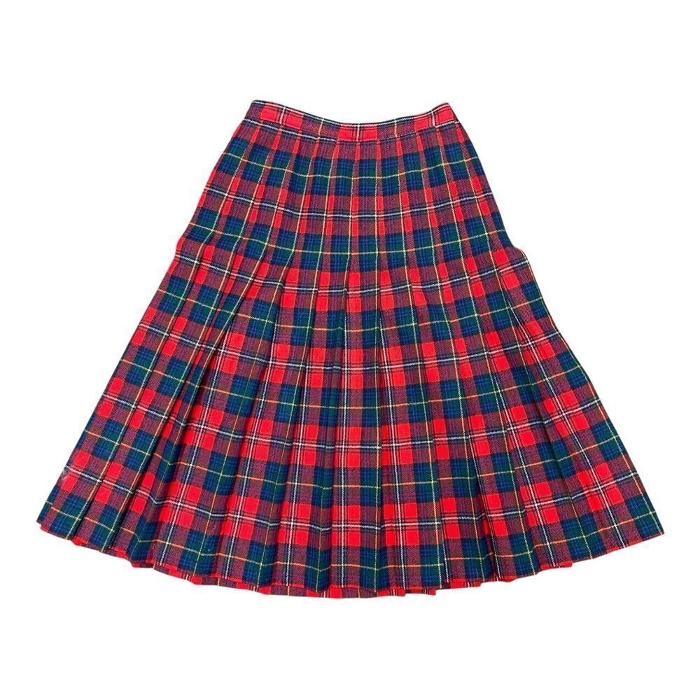 Vintage Pendleton Wool Plaid Skirt Size 10 Petite Red Tartan Pleated USA Holiday - Picture 7 of 7